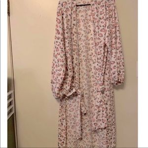 Pink Leopard Kimono Duster